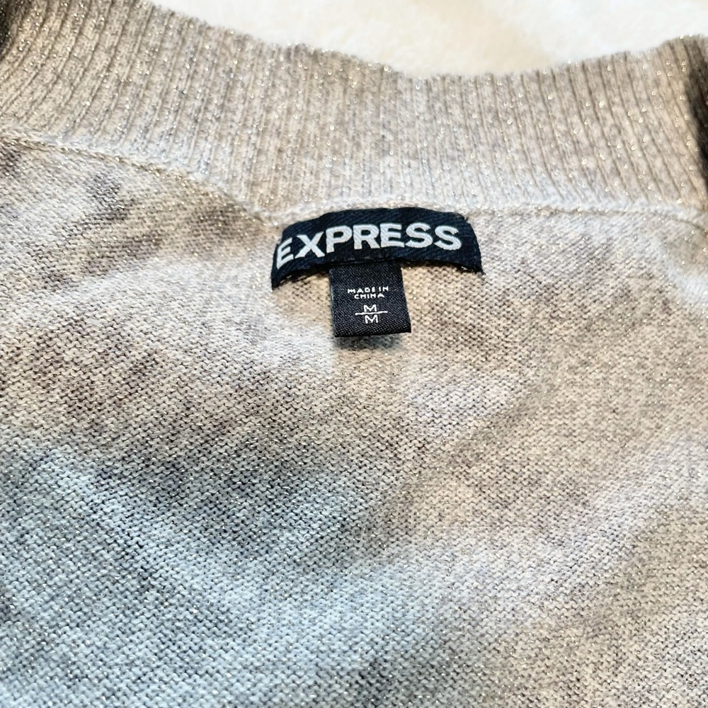 Women’s Express V-Neck Metallic Sweater - Picture 13 of 16
